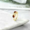 thumbnail image 4 of Gem Stone King 18K Yellow Gold Plated Silver Oval Garnet and Moissanite Engagement Ring for Women | 1.21 Cttw | Gemstone Birthstone (Size 5), 4 of 5