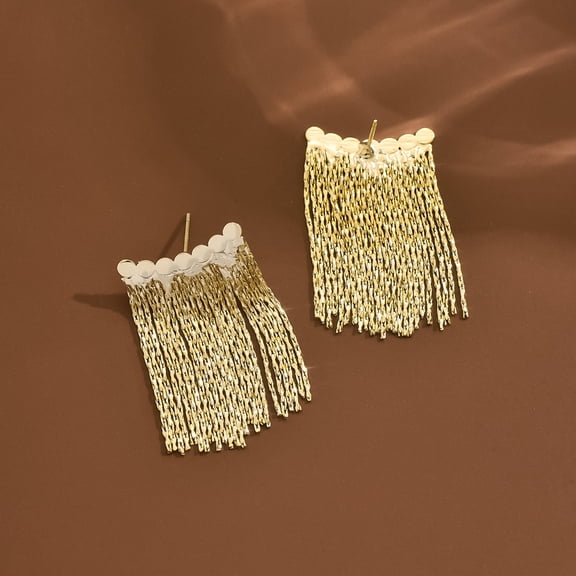 Sunyuer 14K Gold Plated Tassel Dangle Earrings-Fringe Chain Chandelier Drop Earrings for Women, Wedding, Gifts
