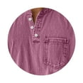 thumbnail image 3 of Men's Henley Neck Shirt Classic Distressed Long Sleeve Button Stand Collar Shirts Casual Washed Tops with Pocket, 3 of 5