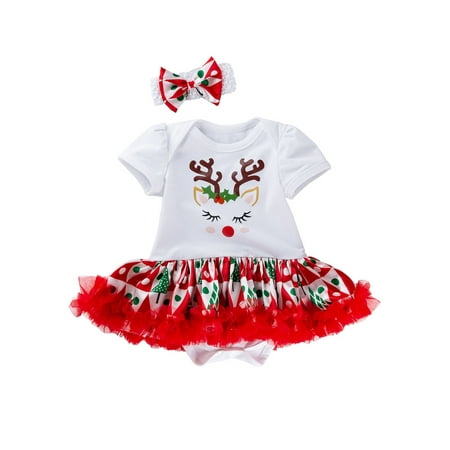 

Beiwei Baby Jumpsuit Sets Elk Print Romper + Headband Set Crew Neck Two Piece Suits Casual Outfits Home Buttons Loose Style-K 59cm