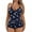 Multicolor, variant on QINGFSAP Women Sleep Romper Halter Neck Sleeveless Deep V Lace Trim Bodysuit with Print