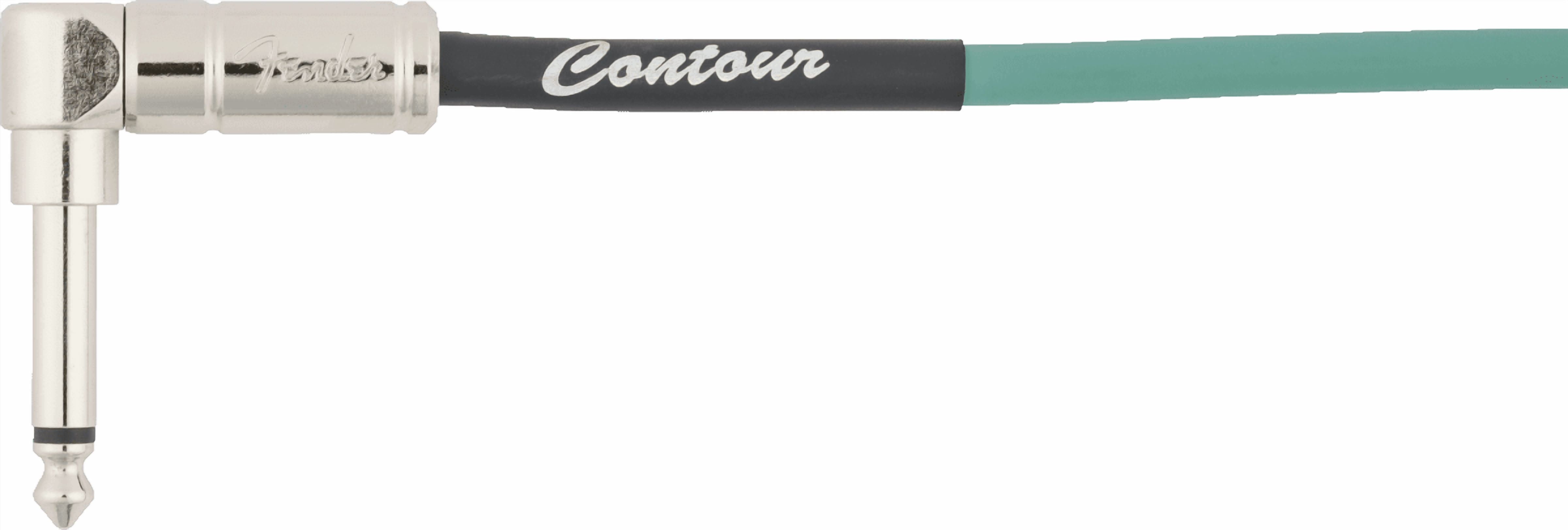 Fender Contour 1/4" Straight to 1/4" Right Angle Coiled Instrument Cable, 30', Sherwood Green