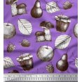 thumbnail image 1 of Soimoi Rayon Crepe Fabric Mushroom, Pear Fruits Print Fabric by The Yard 46 Inch Wide, 1 of 1