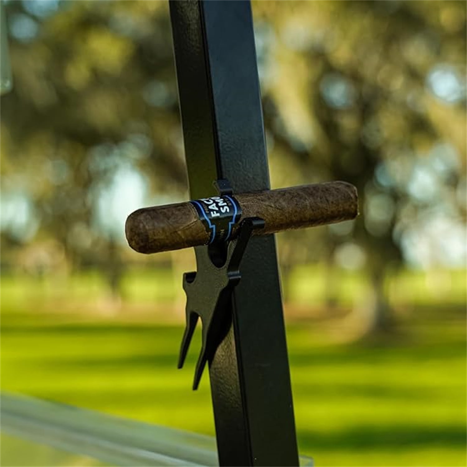 Golf Multi-Tool – Magnetic Cigar Holder for Golf Cart, Cigar Clamp, Beer Shotgun, Divot Tool and Ball Marker