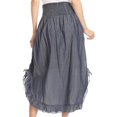 thumbnail image 2 of Sakkas Coco Long Cotton Ruffle Skirt with Pockets and Elastic Waistband - Chambray - One Size Regular, 2 of 4