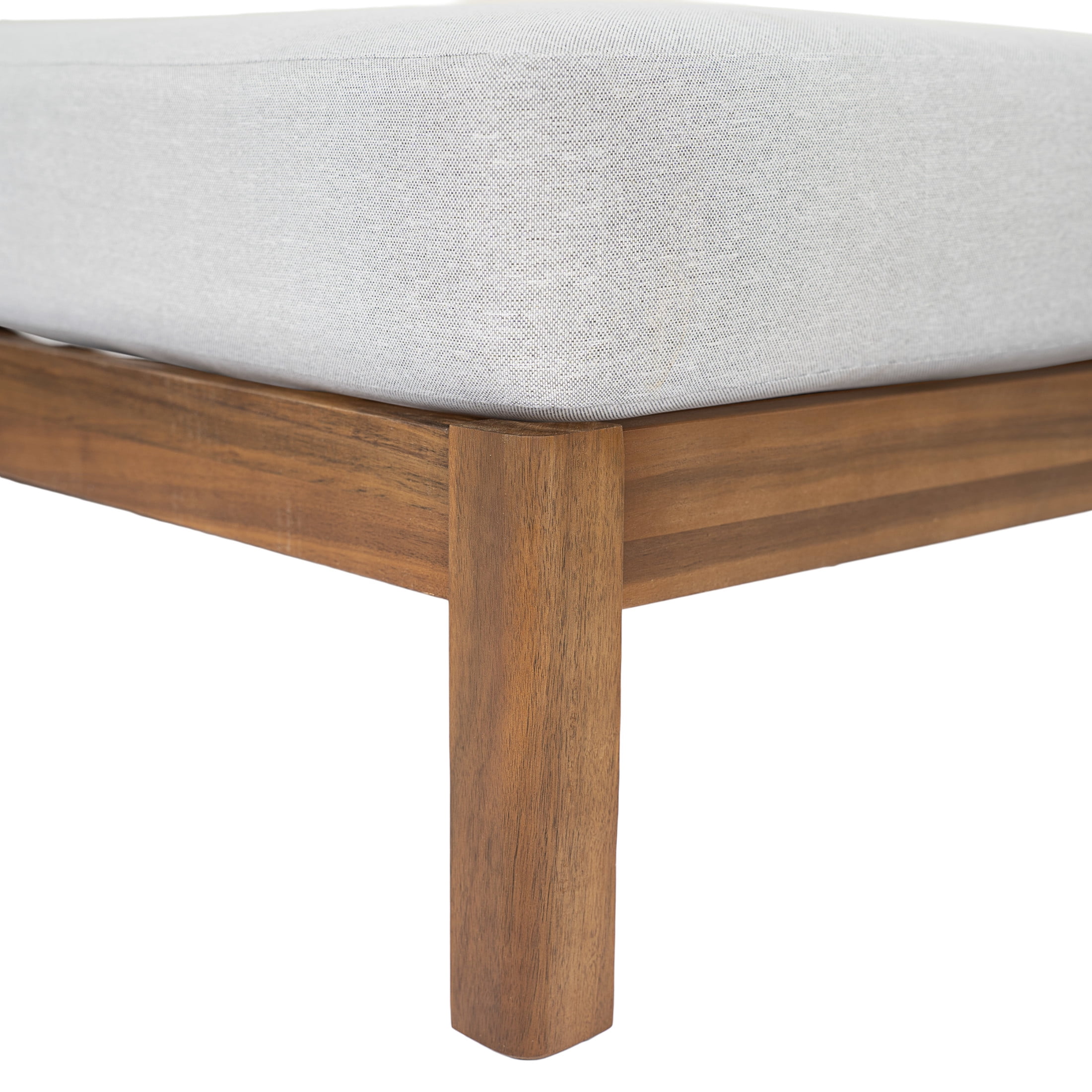 Christopher Knight Home Patio Acacia Wood Chaise Lounge with Cushion, Adjustable Backrest, Teak+Light Gray