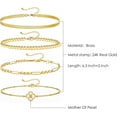 thumbnail image 2 of Gold Bracelets for Women Girls, 24K Real Gold Plated A-Z Letter Sets Link Chain Bracelets Stack, Lucky Clover Trendy Adjustable Bracelets Dainty Jewelry, 2 of 5
