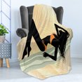 thumbnail image 4 of Pin up Girl Soft Flannel Fleece Throw Blanket, Long Curly Haired Young Lady with Bikini Posing, Cozy Plush for Indoor and Outdoor Use, 70" x 90", Pale Orange Blue Grey, by Ambesonne, 4 of 5
