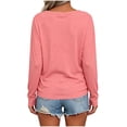 thumbnail image 6 of YuXingFu Tank Tops for Women V-Neck Pleated Ruffle Hem Long Sleeve for Casual Loose Fit Tees Tops Hot Pink L, 6 of 7