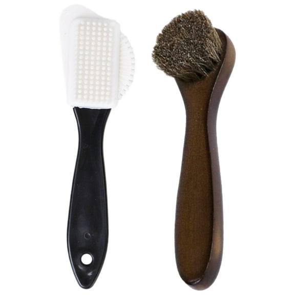 Shoe Polish Brush with Synthetic Bristles for Cleaning and Shining Leather Shoes 2 Pieces Assorted