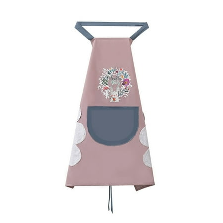 

TONKBEEY Kitchen Wipeable Apron Waterproof Oil-Proof Cartoon Wreath Rabbit Nail Shop Aprons for Women Baking Cooking Hanging Neck Apron