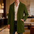 thumbnail image 6 of Men Long Overcoat Lapel Collar Button Front Oversized Jacket with Pocket,Warm Windproof Fall Winter Daily Casual Comfy Wear,Green,M, 6 of 9