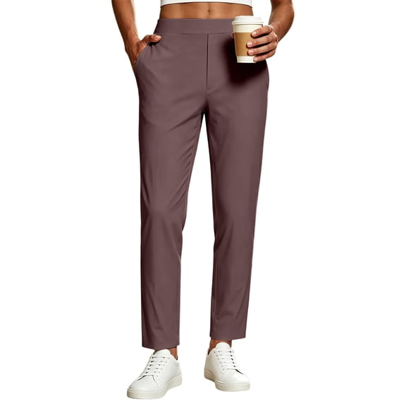Njagoc3 Womens Travel Pants with Zipper Pockets Stretchy Work Pants Business Casual Slacks Golf Pants Dressy with Pockets