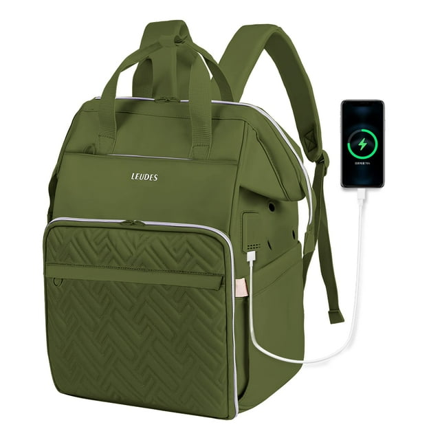 Mochila Leudes para tejer, organizador de hilo, color verde