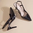 thumbnail image 4 of Miluxas Kitten Heels for Women Slingback Pointed Closed Toe Heels Women's Pumps Shoes for Wedding, Party Black 9(42), 4 of 9