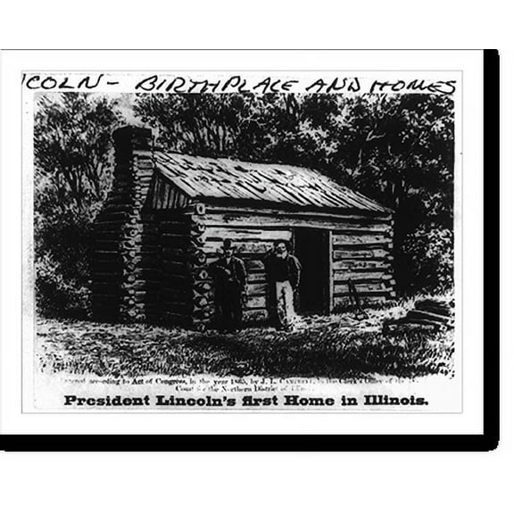 Historic Print, President Lincoln's first home in Illinois, 16" x 20"