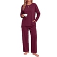 thumbnail image 2 of MOSHU 2 Piece Lounge Sets for Women Side Slit Pajamas Sets Loose Long Sleeve Tops and Wide Leg Pants Casual Outfits, 2 of 12