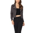 thumbnail image 1 of INSPIRE CHIC Women's Motorcycle Jacket Faux Suede Solid Color Asymmetric Zipper Jacket M Dark Gray, 1 of 6