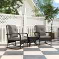 thumbnail image 2 of Outsunny Bistro Set with Rocking Chairs, Wicker Patio Furniture Set, Grey, 2 of 10