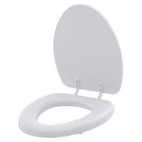 Bemis 113 000 Soft Toilet Seat with Molded Wood and Easy-Clean & Hinges, Elongated, White, 1 Pack Elongated