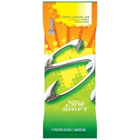 Stride Shift Sugar-Free Citrus Mint Flavor Gum, 14 Pieces, 3 Count
