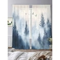 thumbnail image 2 of Mountain Peak Forest Sheer Curtains 84 inches Long 2 Panels Set Silhouette Tree Bird Sheer Window Curtain Rod Pocket Voile Drapes for Living Room/Bedroom, Each 52" W x 84" L, 2 of 7