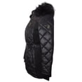 thumbnail image 2 of Michael Kors Women's Black Scuba Stretch Quilted Belted Coat with Hood XS, 2 of 3