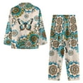 thumbnail image 3 of DISNIMO Butterfly Mandala Flower Printed Pajama for Women 2 Piece Pj Sets Long Sleeve Top Wide Leg Pants Lounge Set with Pocket Button Down Sleepwear Casual Comfywear, Available in Plus Size, L, 3 of 7