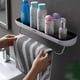 thumbnail image 5 of Estante para ducha de baño Almacenamiento montado en la pared plástico acero inoxidable negro Matsuzay, 5 of 6