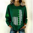 thumbnail image 3 of St. Patrick's Day Women's Waffle Knit Hoodie, Shamrock Print Long Sleeve Pullover, Green Clover Sweatshirt with Drawstring & Front Pocket, S-XXL, 3 of 5