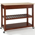 thumbnail image 1 of Crosley 2 Drawer Natural Wood Top Kitchen Cart in Cherry, 1 of 8