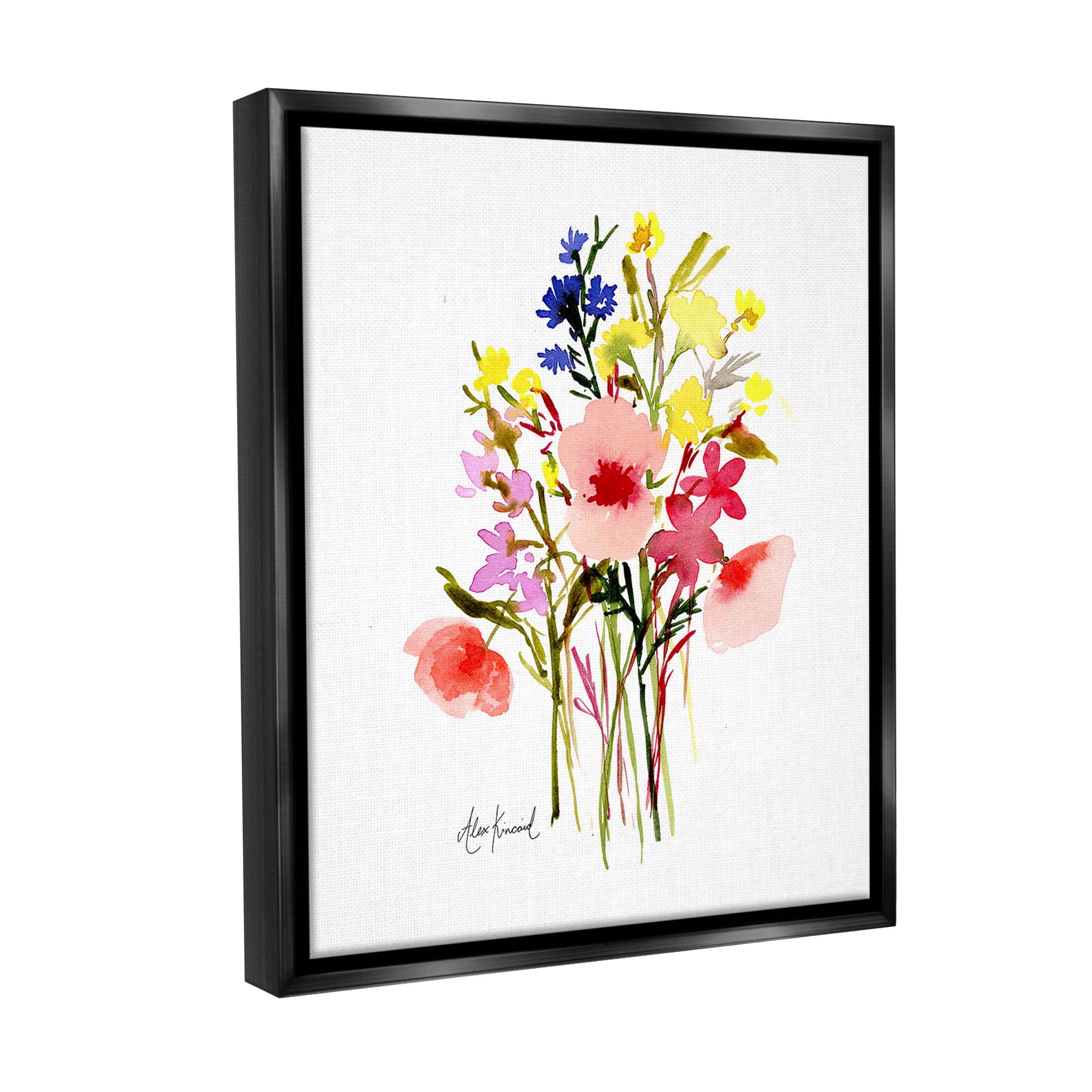 Stupell Industries Bold Cottage Bunches Botanical & Floral Painting Black Floater Framed Canvas Art Print Wall Art, 17 x 21