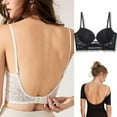 thumbnail image 3 of Backless Invisible Bra U-shaped Large Lace Wedding Bra Low Back Underwear Gathering Sexy Fitted Bra, 3 of 4