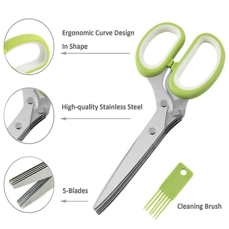 Herb Scissors Set with 5 Blades and Cover, Multipurpose Kitchen Chopping  Shear for Cutting Herbs and Papers, Green 