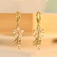 thumbnail image 4 of K-KED Fashion Gold Flower Zircon Ear Drop Earrings Women Wedding Delicate Jewelry Gifts A Pair-Green, 4 of 8