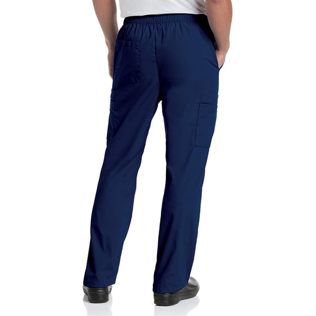 Landau Essentials 7 Pocket Scrub Pants for Men's: Classic Relaxed Fit, Elastic, Zipper Front, Pull-on Medical 8555