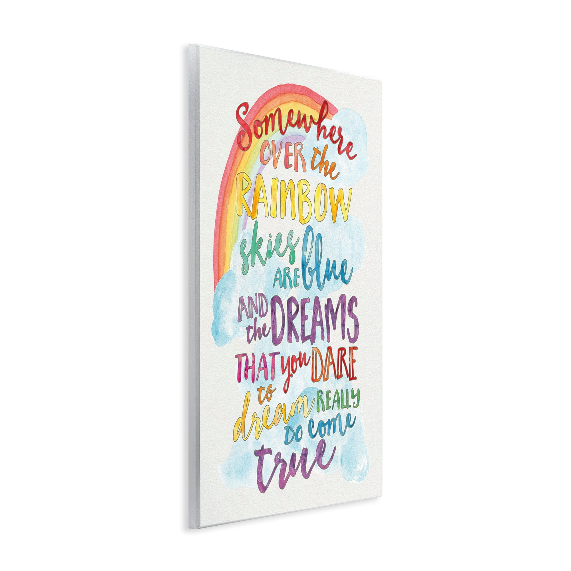 The Stupell Home Decor Collection Somewhere Over the Rainbow With Rainbow Wall Plaque Art