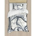 thumbnail image 3 of Marble Duvet Cover Set King Size, Trippy Mix of Colors with Unusual Forms Creative Paintbrush Style Image, Decorative 3 Piece Bedding Set with 2 Pillow Shams, Black Pale Grey Dust, by Ambesonne, 3 of 3