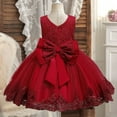 thumbnail image 4 of AJTQTH Sundress for Girls Toddler Cute Lace Trim Princess Dress V-Neck Sleeveless Belted Layered A-Line Midi Dress Summer Ruffled Gowns Frocks Red 6 Months, 4 of 4