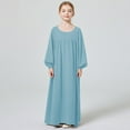 thumbnail image 2 of ZHOGXU Kids Girls Adorable Abaya Dresses Long Sleeve Slim Fit Casual Prayer Robe Dress Leisure Boho Beach Vacation Back To School Sundress, 2 of 3