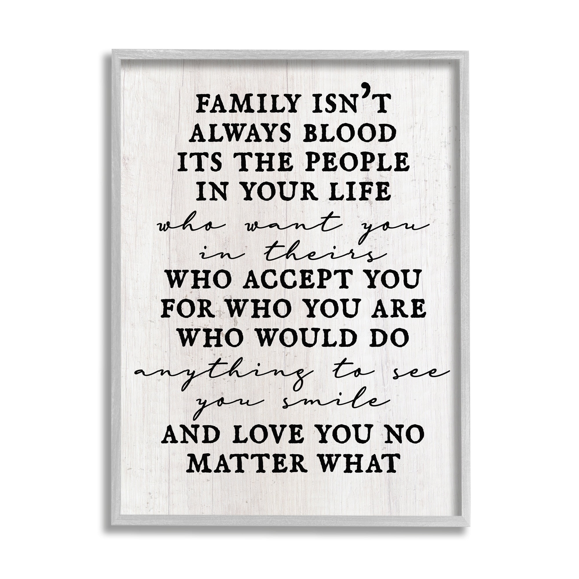 Stupell Industries Moving Family Quote Acceptance Text Plank Patterned Graphic Art Gray Framed Art Print Wall Art, Design by Daphne Polselli