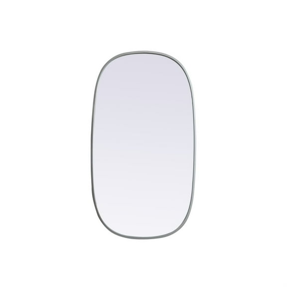 Metal Frame Oval Mirror 20x36 Inch in Silver