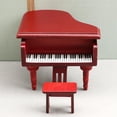 thumbnail image 3 of Piano de madera con silla, figurita en miniatura roja elegante para 1/12, dormitorio, accesorios para proyectos de bricolaje, Macarena Piano en miniatura de casa de muñecas, 3 of 8