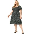 thumbnail image 3 of DARING DIVA Plus Size Flared Flowy Smock Ruffle Sleeve Floral Dress 3X Black, 3 of 6