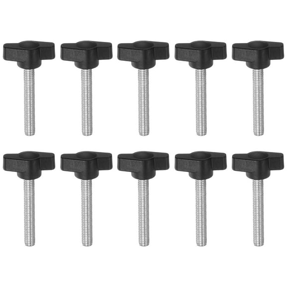 Uxcell 10 Packs M6 x 45mm Male Thread T/Z Wing Knobs Thumb Screw Clamping Knobs Grip Black