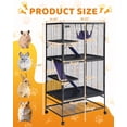 thumbnail image 2 of 64 inch 4 Tier Metal Small Animal Cage with Ramp and Hammock, Multi Level Pet Enclosure with Easy Clean Tray and Storage Shelf, Rolling Lockable for Ferret Chinchilla Rabbit Guinea Pig, Multiple Sizes, 2 of 8