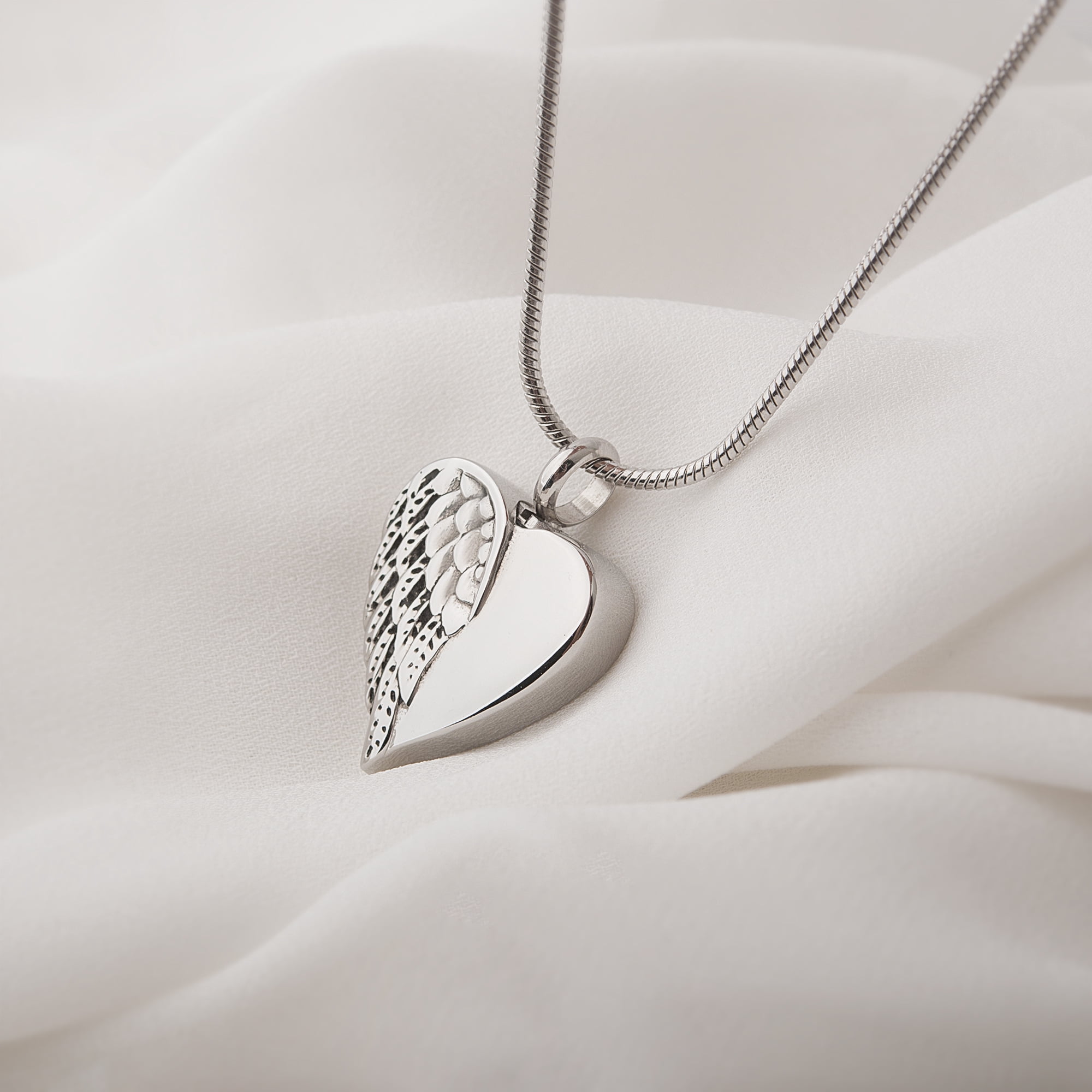 Anavia Cremation Heart Urn Necklace, Love Heart Angel Wing Locket, Ashes Jewelry for Women Men Keepsake Pendant, Memorial Locket Ash Holder