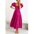 thumbnail image 2 of Vestido PRETTYGARDEN Midi de Verano con Mangas Abullonadas en Rosa Oscuro Talla L, 2 of 8