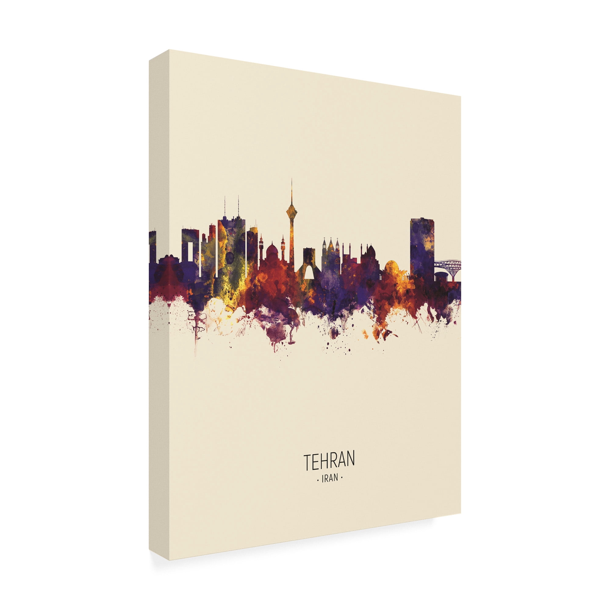 Trademark Fine Art 'Tehran Iran Skyline Portrait III' Canvas Art by Michael Tompsett