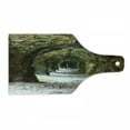 thumbnail image 1 of Rustic Cutting Board, Old and Ruined Arched Medieval Period Brick Tunnel Architecture Heritage Design Print, Tempered Glass Cutting and Serving Board, Wine Bottle Shape, Grey Red, by Ambesonne, 1 of 1